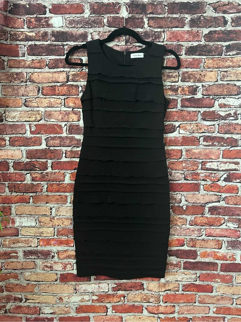 Calvin Klein Black Ruffle Cocktail Dress Size 2 Petite - Picture 7 of 12